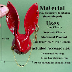 Glossy Red Lambskin Bunny Bag Charm — product photograph 7