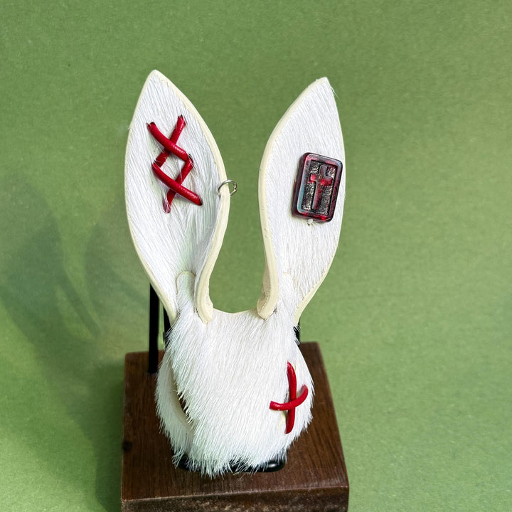 White Gothic Horsehair Bunny Bag Charm — product photograph 11