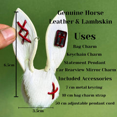 White Gothic Horsehair Bunny Bag Charm — product photograph 7