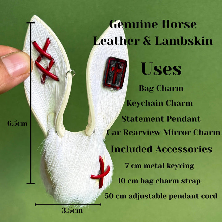 White Gothic Horsehair Bunny Bag Charm — product photograph 7