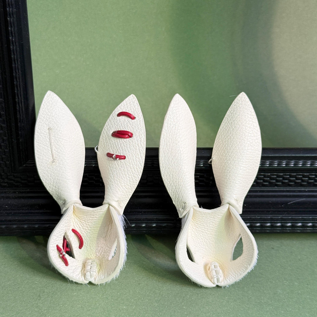 White Gothic Horsehair Bunny Bag Charm — product photograph 15