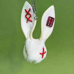 White Gothic Horsehair Bunny Bag Charm — product photograph 13
