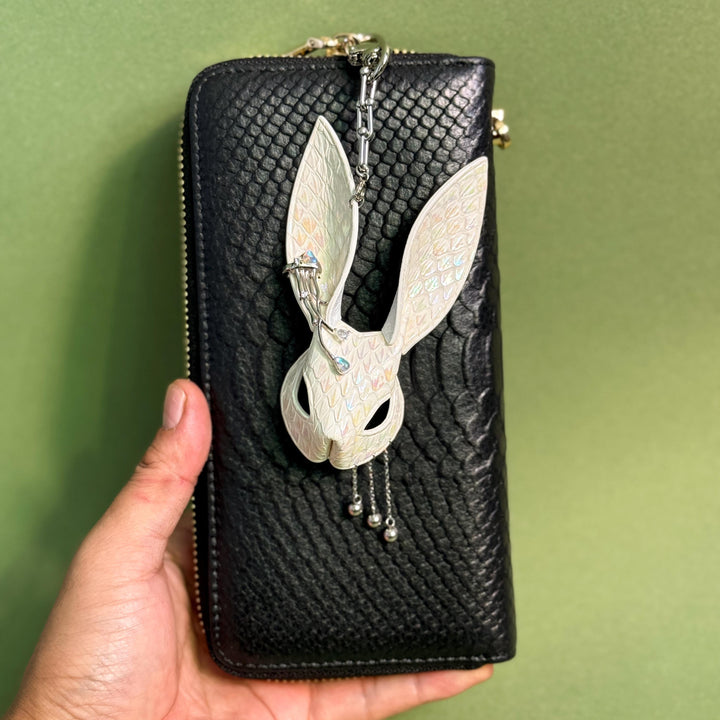 Fairycore White Snakeskin Bunny Bag Charm — product photograph 4