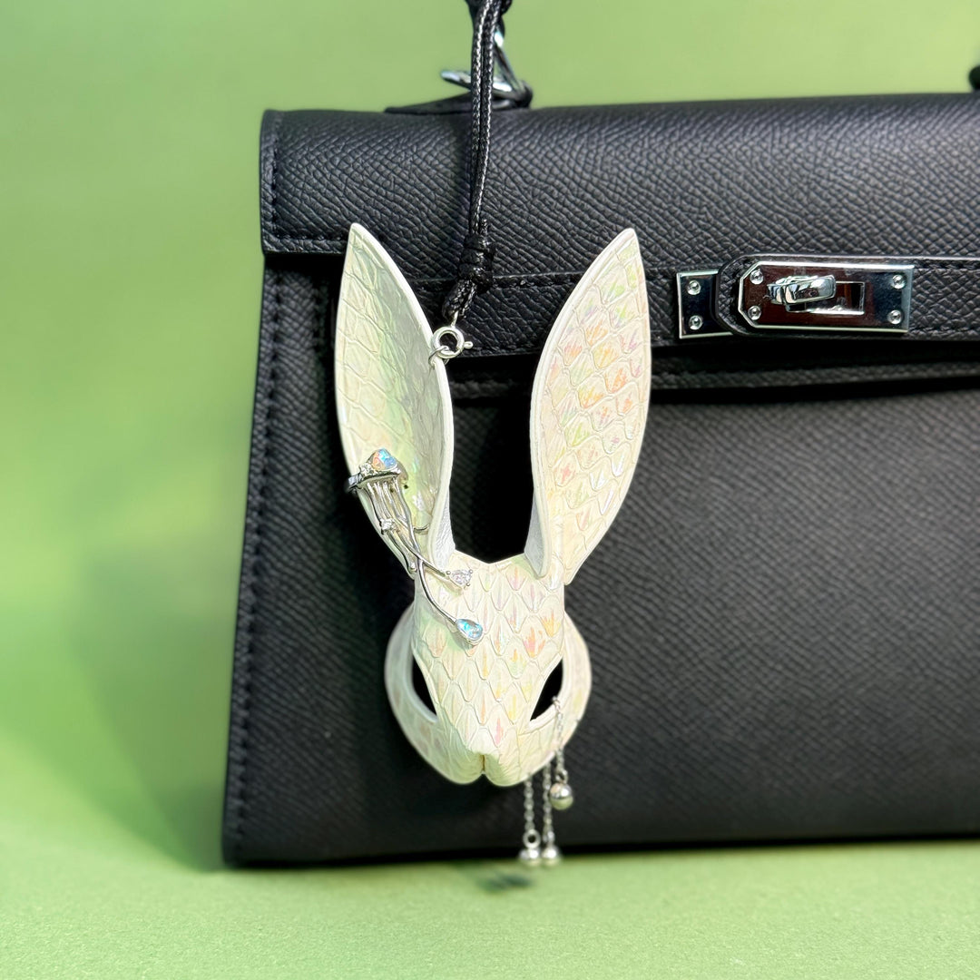 Fairycore White Snakeskin Bunny Bag Charm — product photograph 2