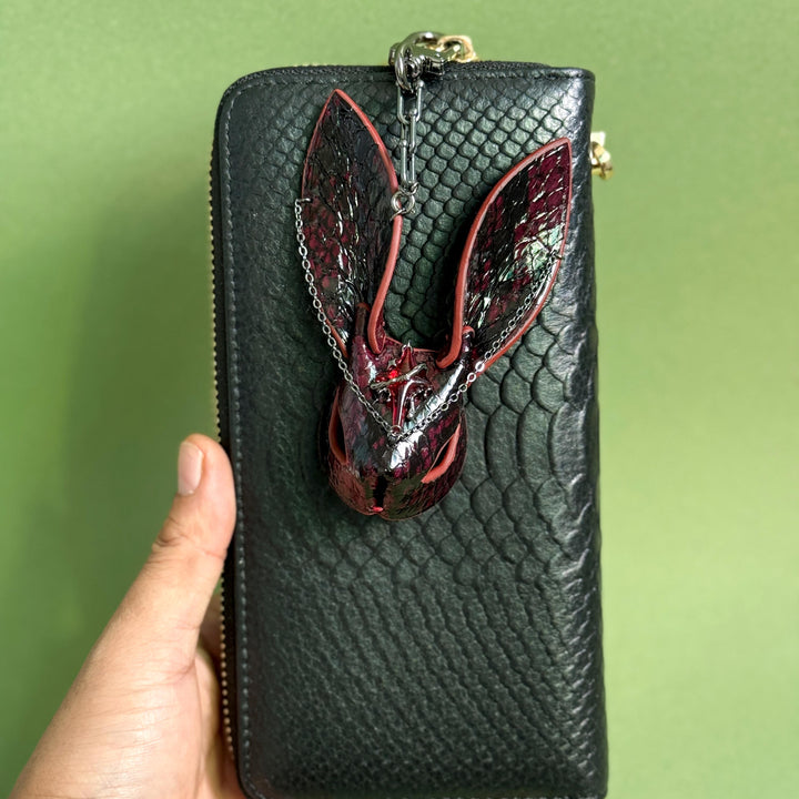 Dark Gothic Snakeskin Bunny Bag Charm — product photograph 3