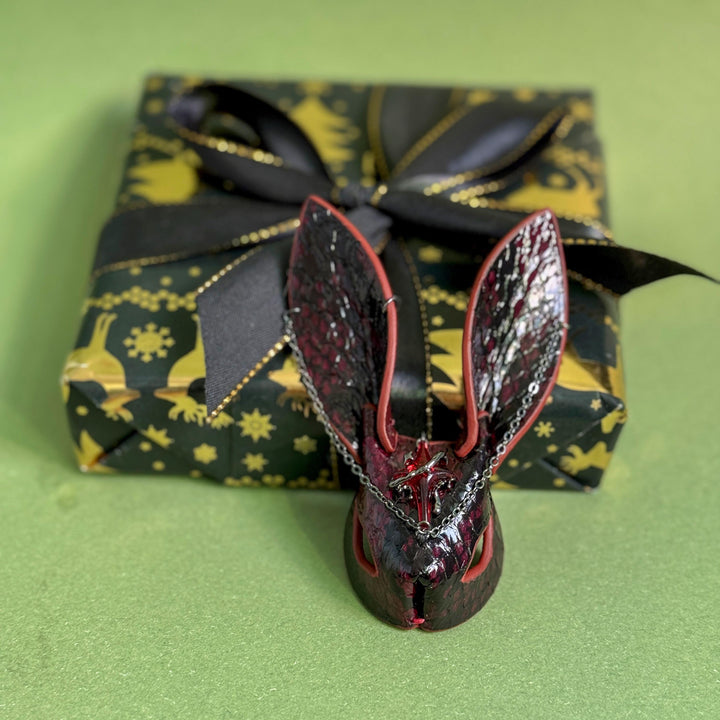 Dark Gothic Snakeskin Bunny Bag Charm — product photograph 7