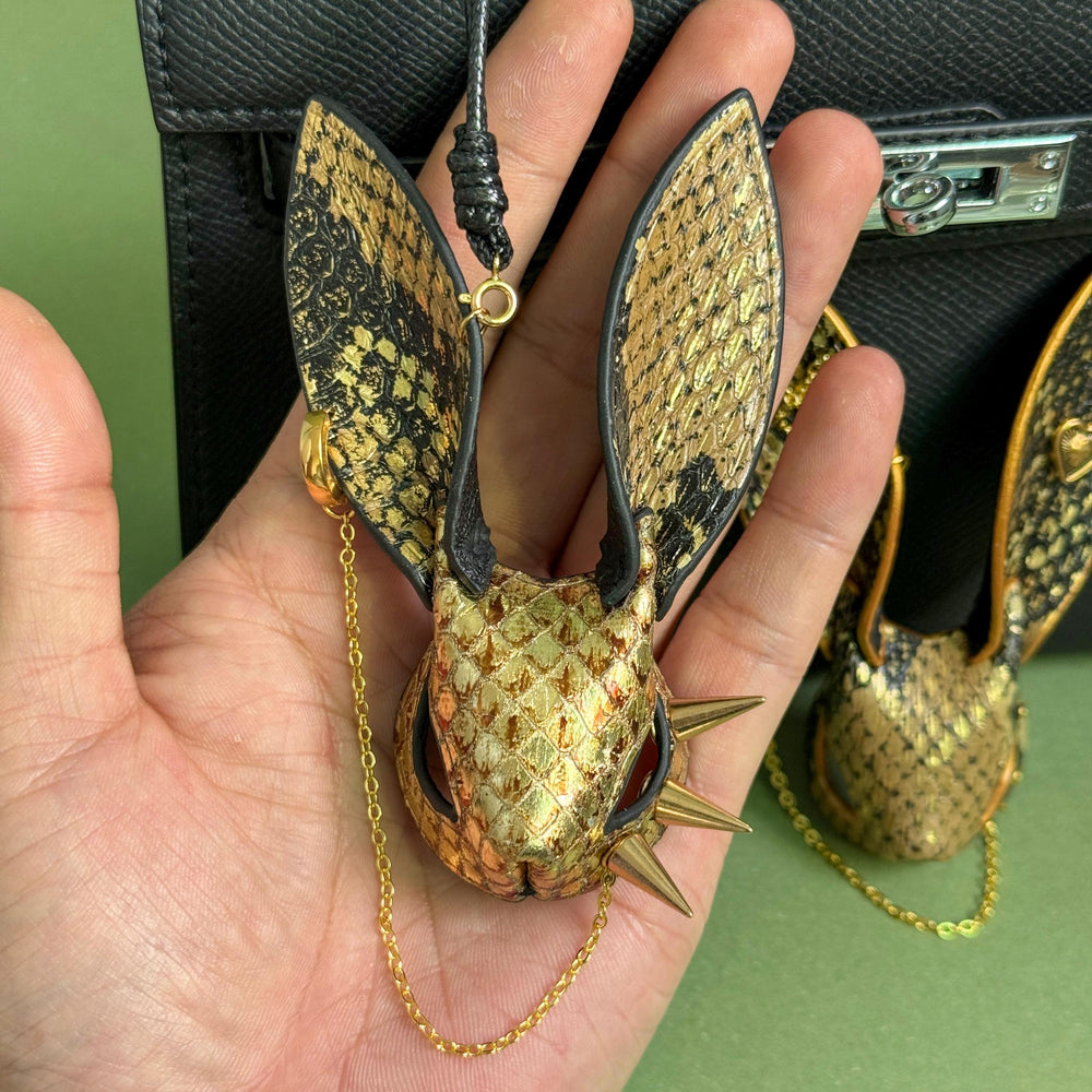 Gold Snakeskin Bunny Bag Charm — product photograph 2