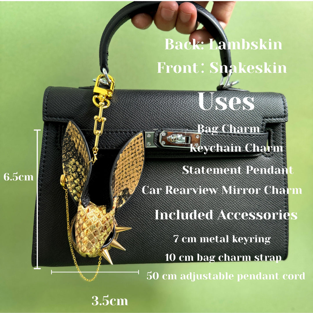 Gold Snakeskin Bunny Bag Charm — product photograph 6