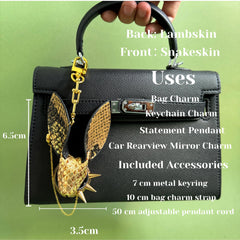 Gold Snakeskin Bunny Bag Charm — product photograph 6