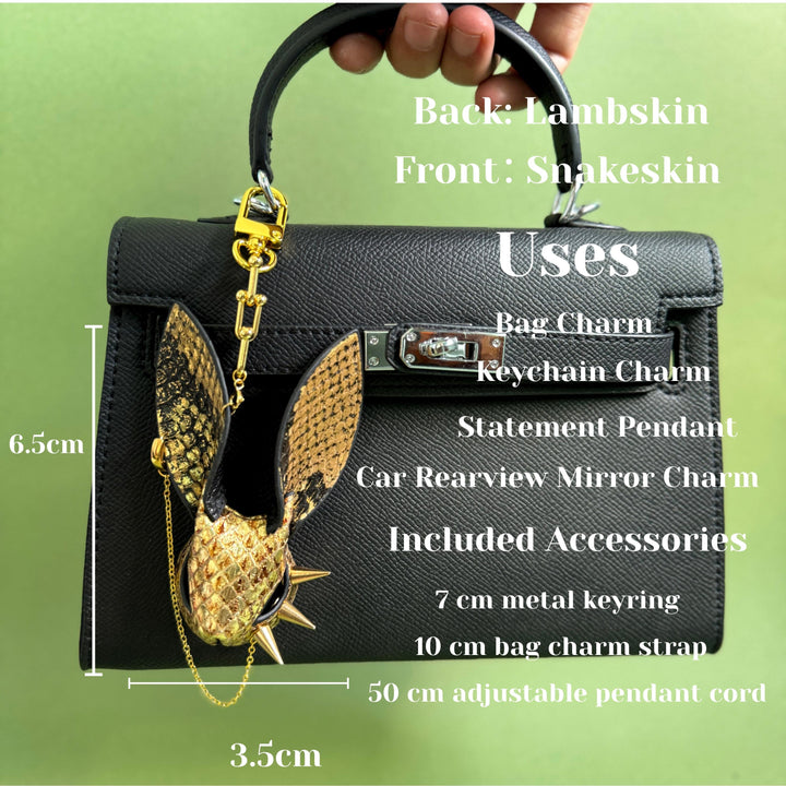 Gold Snakeskin Bunny Bag Charm — product photograph 6