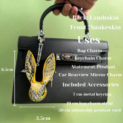 Gothic Lambskin & Snakeskin Bunny Bag Charm — product photograph 5
