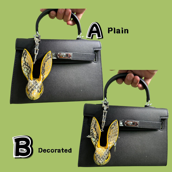Gothic Lambskin & Snakeskin Bunny Bag Charm — product photograph 3