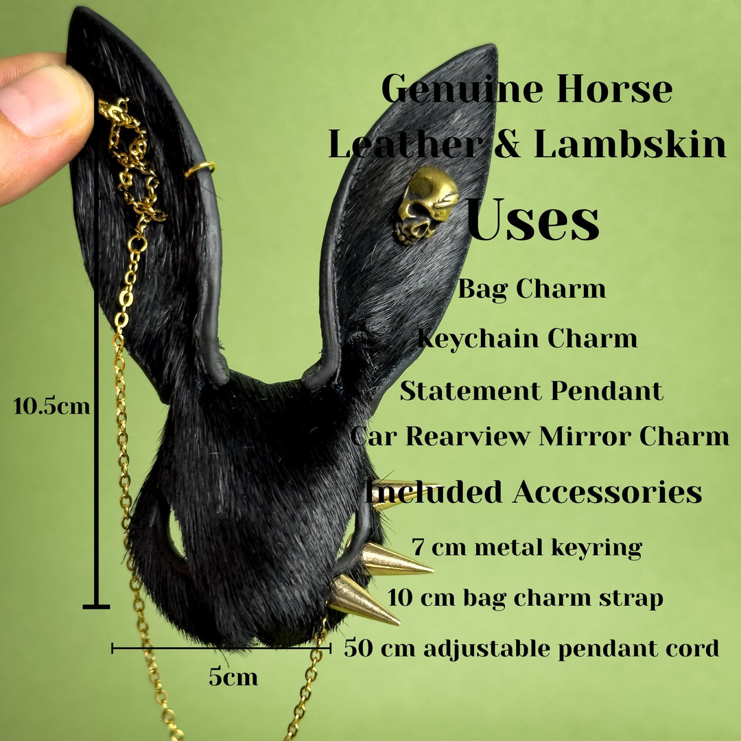 Black Gothic Leather Bunny Bag Charm — product photograph 6