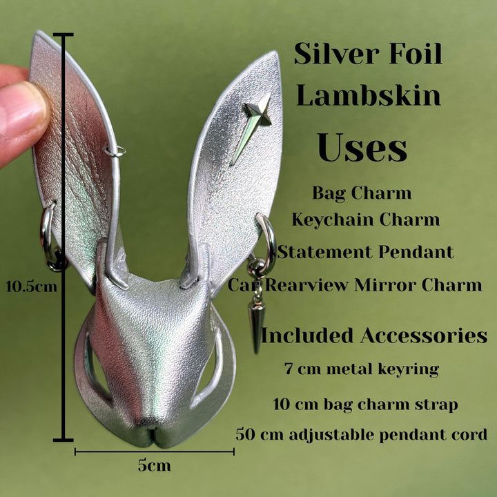Silver Lambskin Bunny Bag Charm — product photograph 6