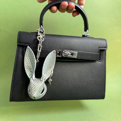 Silver Snake & Lambskin Bunny Bag Charm — product photograph 5