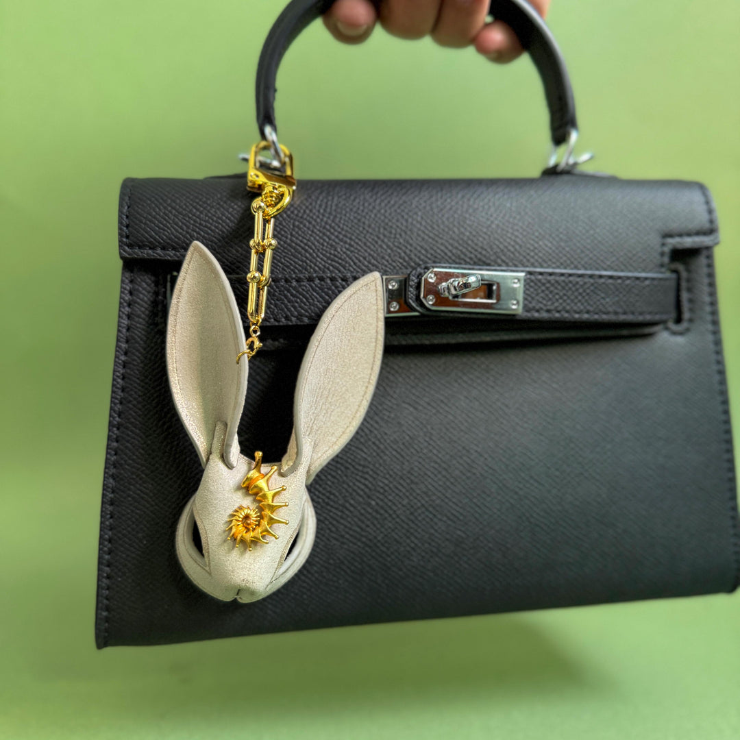 Gold & Silver Sun Leather Bunny Bag Charm — product photograph 4