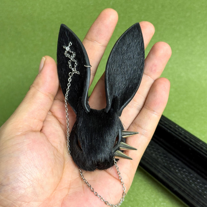 Dark Gothic Horsehair Bunny Bag Charm — product photograph 11