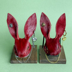 Burgundy Horsehair Leather Bunny Bag Charm — product photograph 12