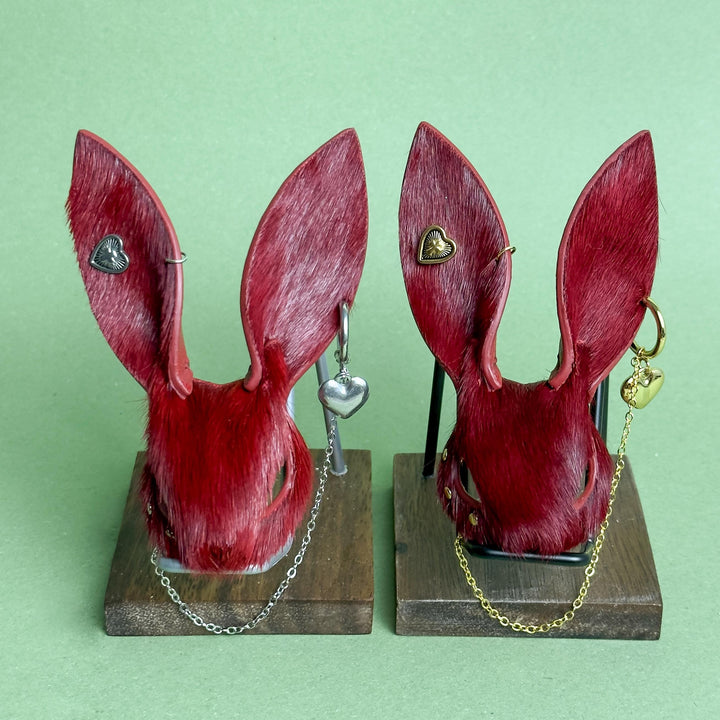 Burgundy Horsehair Leather Bunny Bag Charm — product photograph 12