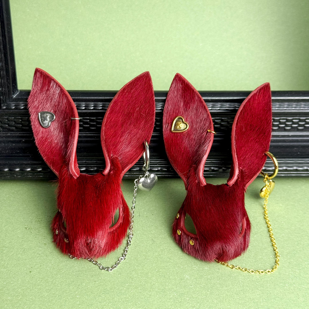 Burgundy Horsehair Leather Bunny Bag Charm — product photograph 6