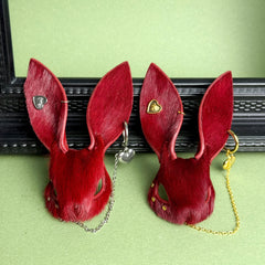 Burgundy Horsehair Leather Bunny Bag Charm — product photograph 6