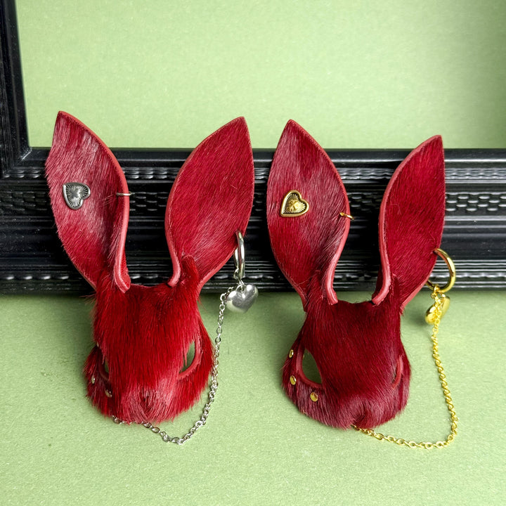 Burgundy Horsehair Leather Bunny Bag Charm — product photograph 6