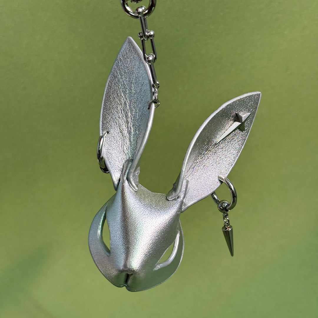 Silver Lambskin Bunny Bag Charm — product photograph 5