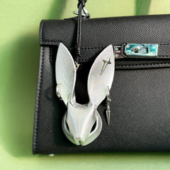 Silver Lambskin Bunny Bag Charm — product photograph 1