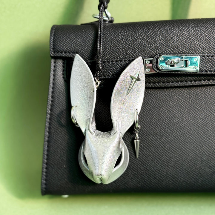 Silver Lambskin Bunny Bag Charm — product photograph 1