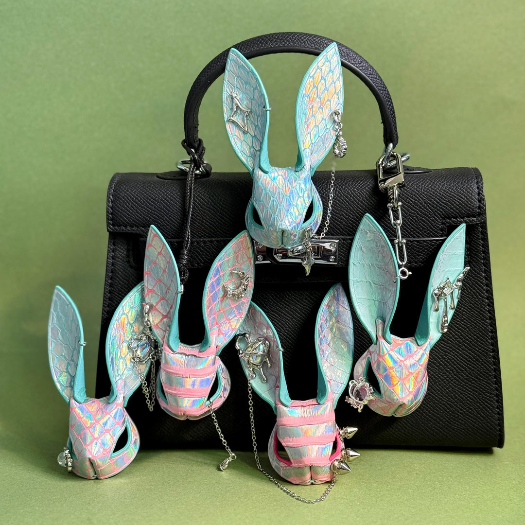 Iridescent Leather Bunny Bag Charm — product photograph 1