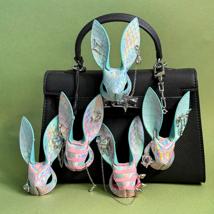 Iridescent Leather Bunny Bag Charm — product photograph 1
