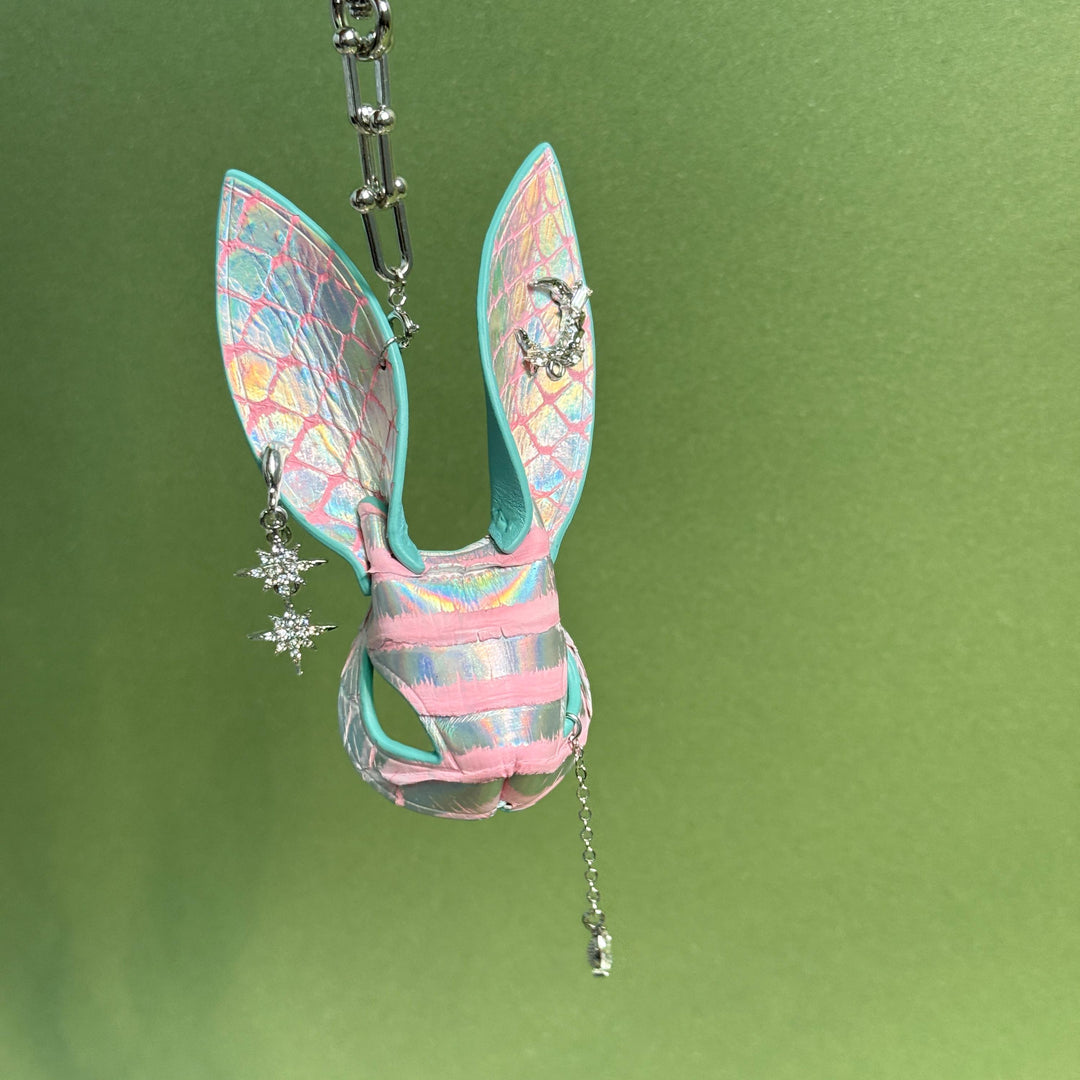 Iridescent Leather Bunny Bag Charm — product photograph 15