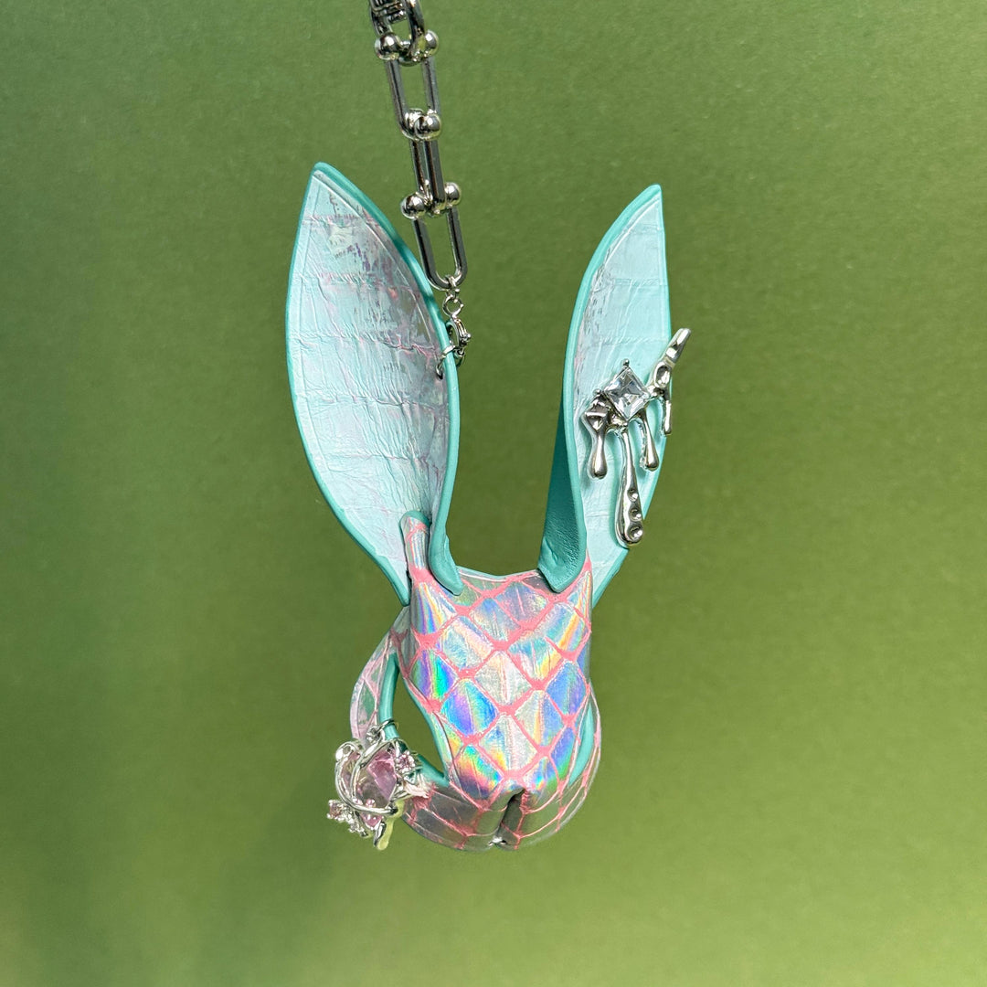 Iridescent Leather Bunny Bag Charm — product photograph 14