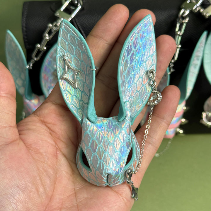 Iridescent Leather Bunny Bag Charm — product photograph 3