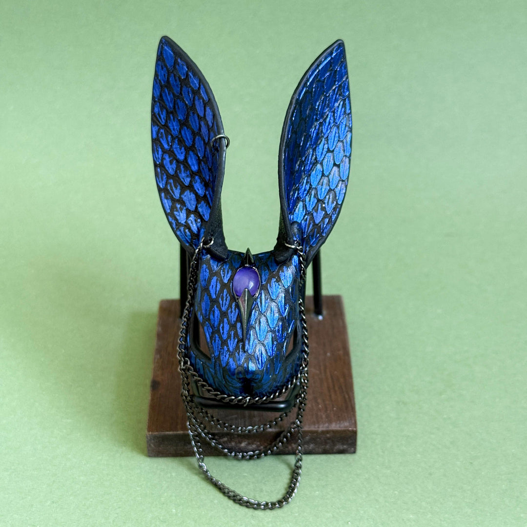 Snakeskin Bunny Bag Charm with Metal Chains — product photograph 8