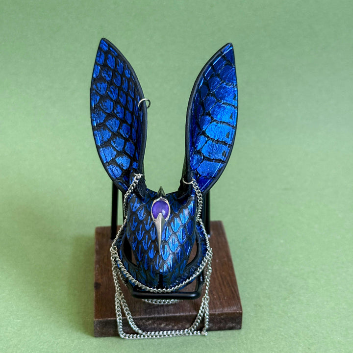 Snakeskin Bunny Bag Charm with Metal Chains — product photograph 9
