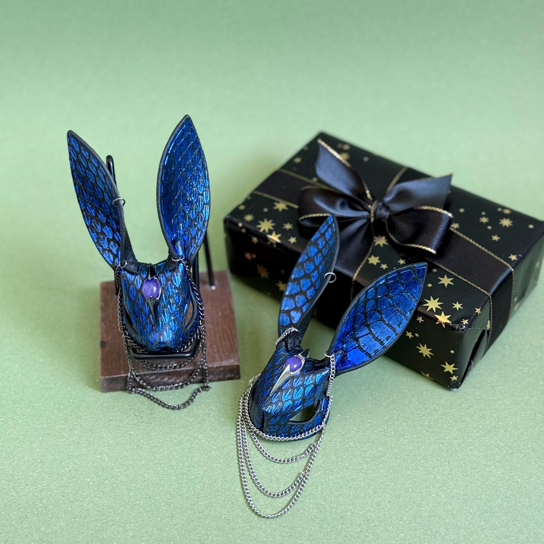 Snakeskin Bunny Bag Charm with Metal Chains — product photograph 7