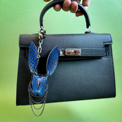Snakeskin Bunny Bag Charm with Metal Chains — product photograph 3