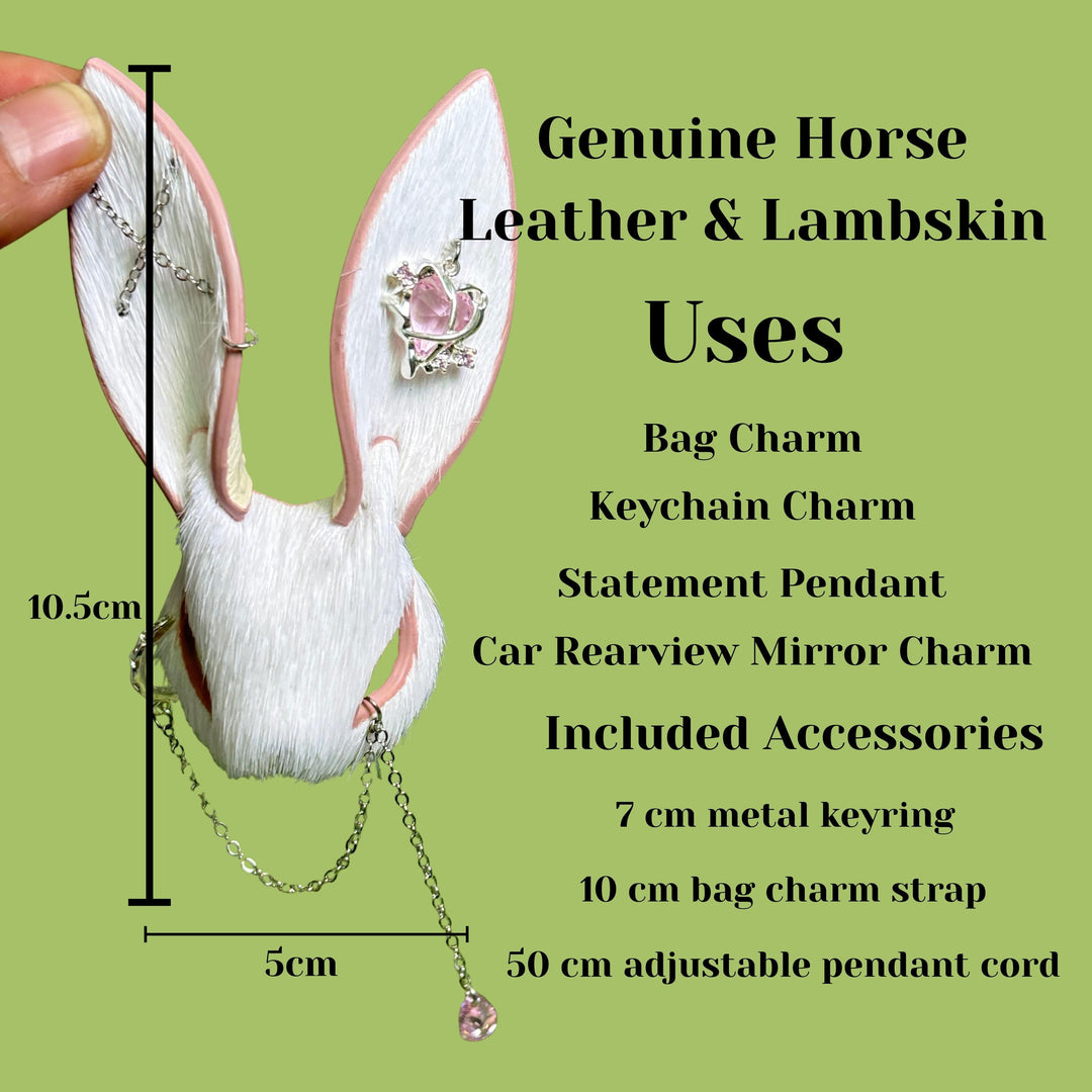 Pink & White Horsehair Bunny Bag Charm — product photograph 6