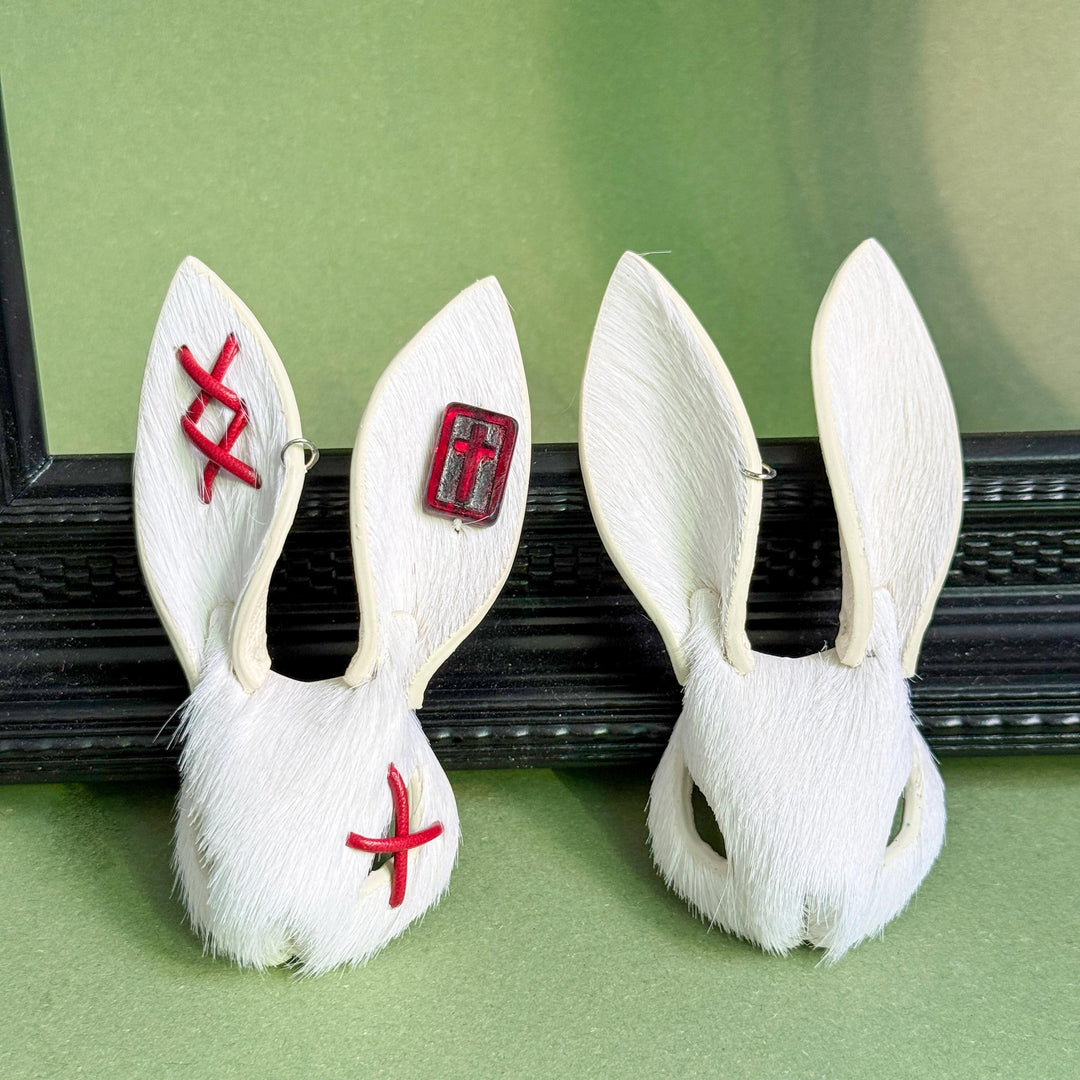 White Gothic Horsehair Bunny Bag Charm — product photograph 14
