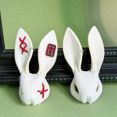 White Gothic Horsehair Bunny Bag Charm — product photograph 14