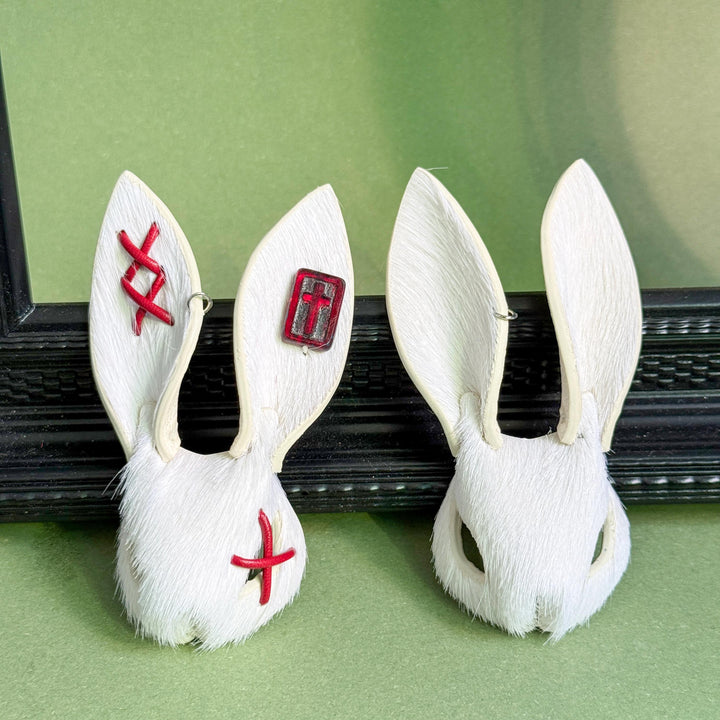 White Gothic Horsehair Bunny Bag Charm — product photograph 14