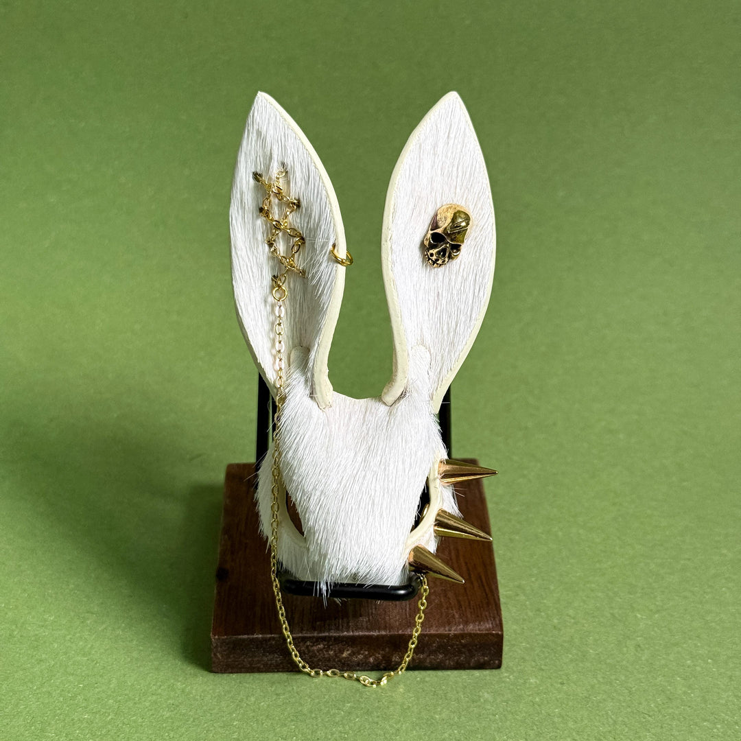 White Gothic Horsehair Bunny Bag Charm — product photograph 12