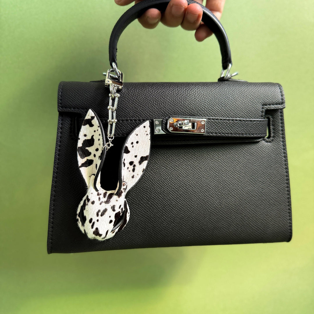 Horsehair Bunny Bag Charm with Contrast Edges — product photograph 3