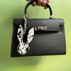 Horsehair Bunny Bag Charm with Contrast Edges — product photograph 3