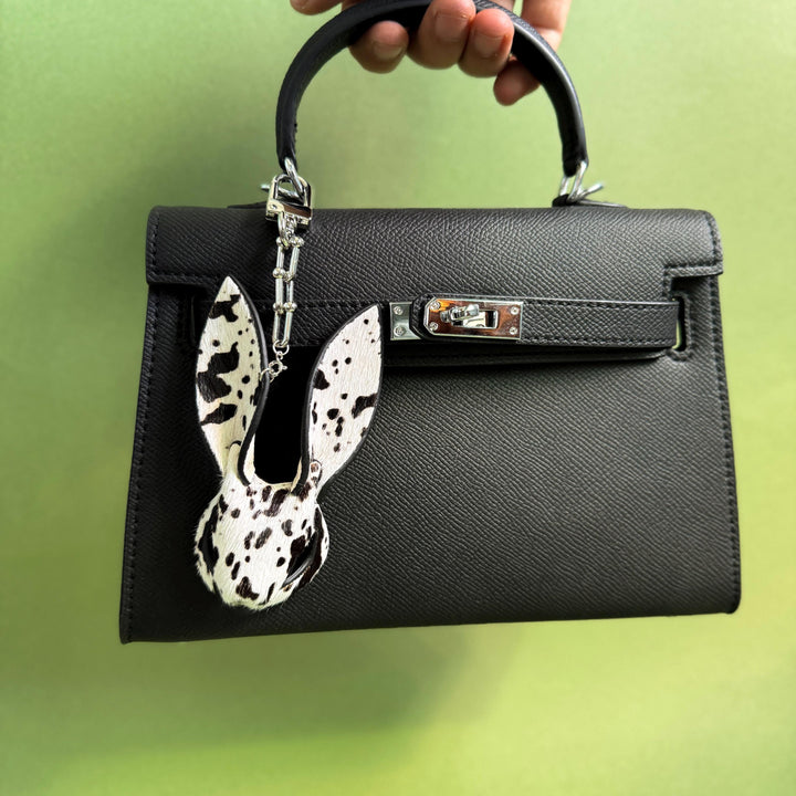 Horsehair Bunny Bag Charm with Contrast Edges — product photograph 3