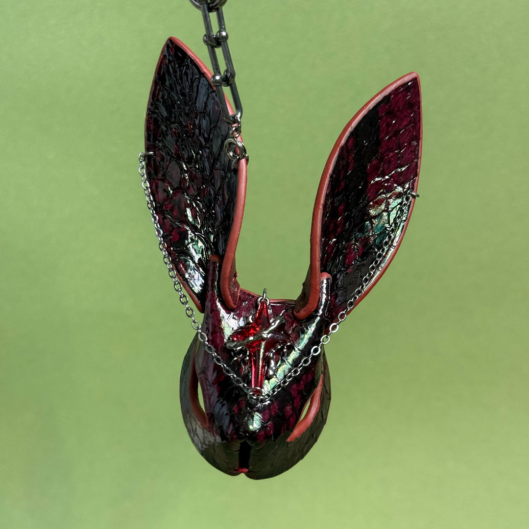 Dark Gothic Snakeskin Bunny Bag Charm — product photograph 4