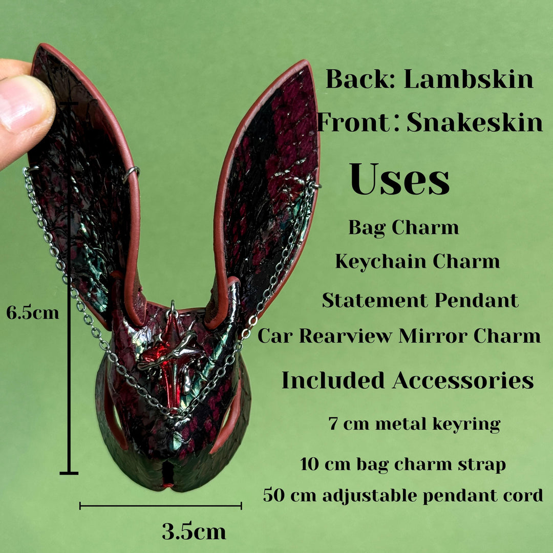Dark Gothic Snakeskin Bunny Bag Charm — product photograph 5