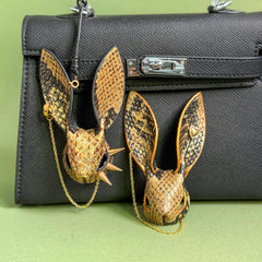 Gold Snakeskin Bunny Bag Charm — product photograph 1
