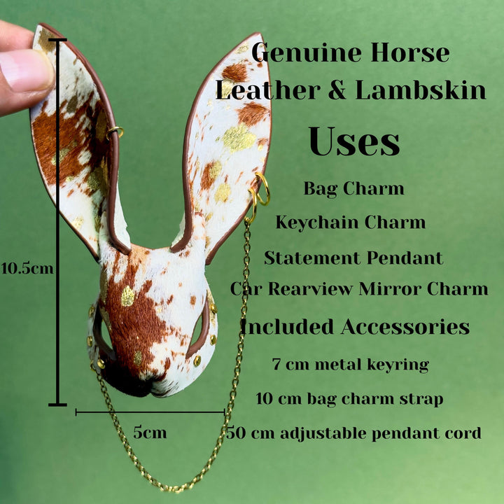 Cream & Chestnut Horsehair Bunny Bag Charm — product photograph 5